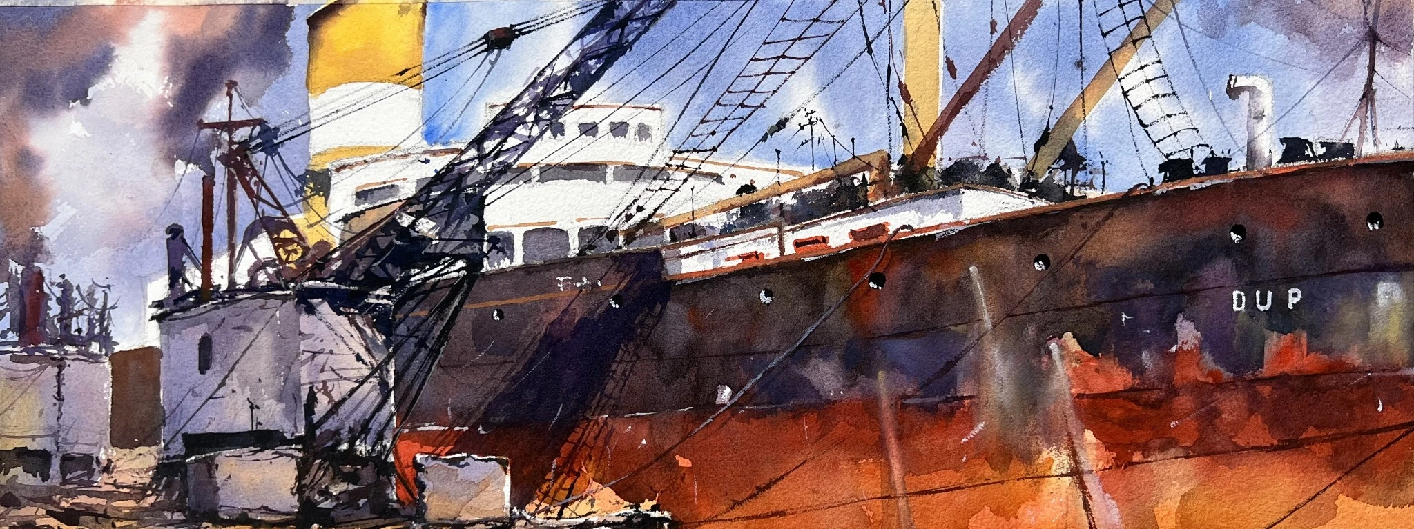 Mongla — watercolour on paper by Iqbal Hossion